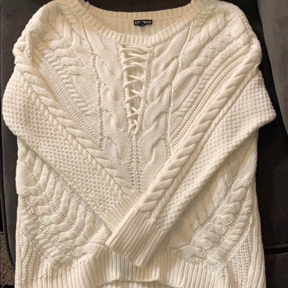 Express XS Lace Up Sweater